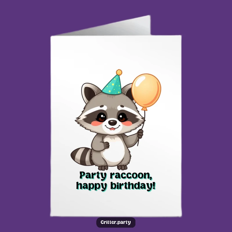 Free Printable Funny Birthday Card: Raccoon Party Pal Balloon