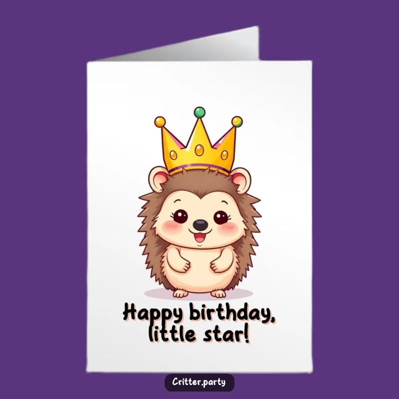 Funny Free Printable Birthday Card: Hedgehog’s Big Crown Celebration, Downloadable Gift