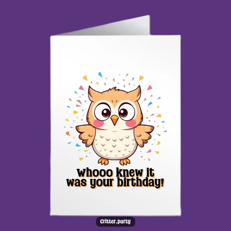 Funny Free Printable Birthday Card: Kawaii Owl Confetti Explosion, Downloadable Gift