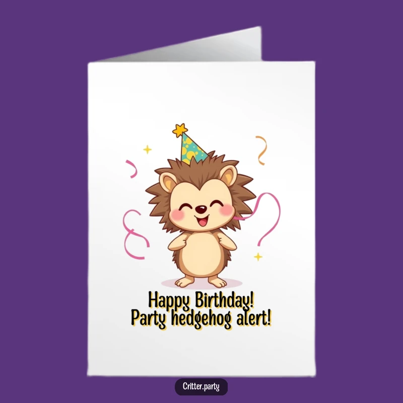 Free Printable Hedgehog Party Card - Juggling Fun Downloadable Birthday Gift