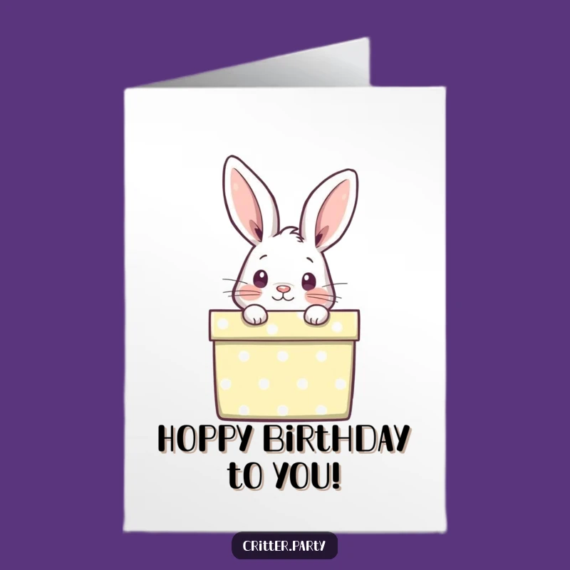 Free Printable Rabbit Birthday Card: Gift Box Surprise DIY Fun