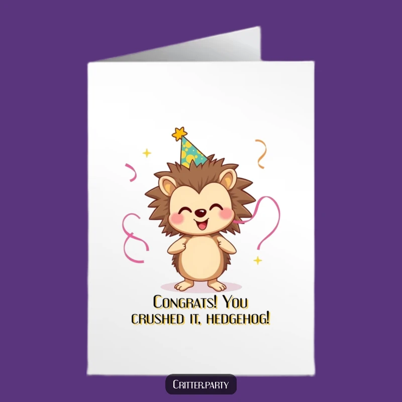 Free Printable Hedgehog Congrats Card - Juggling Success Downloadable Funny Gift