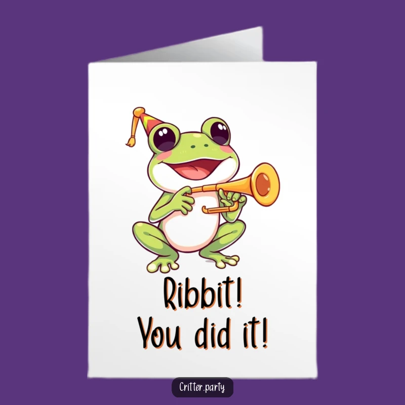 Fanfare Frog Free Printable Congrats Card - Musical Triumph Digital Gift