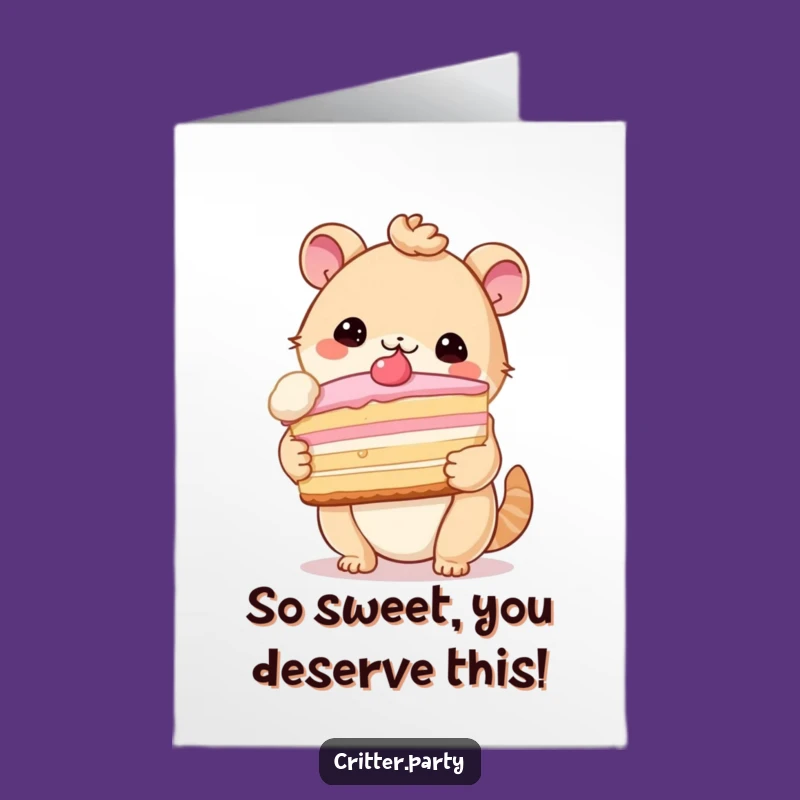 Free Printable Congrats Card: Cake Critter Hilarious Downloadable for Sweet Achievements