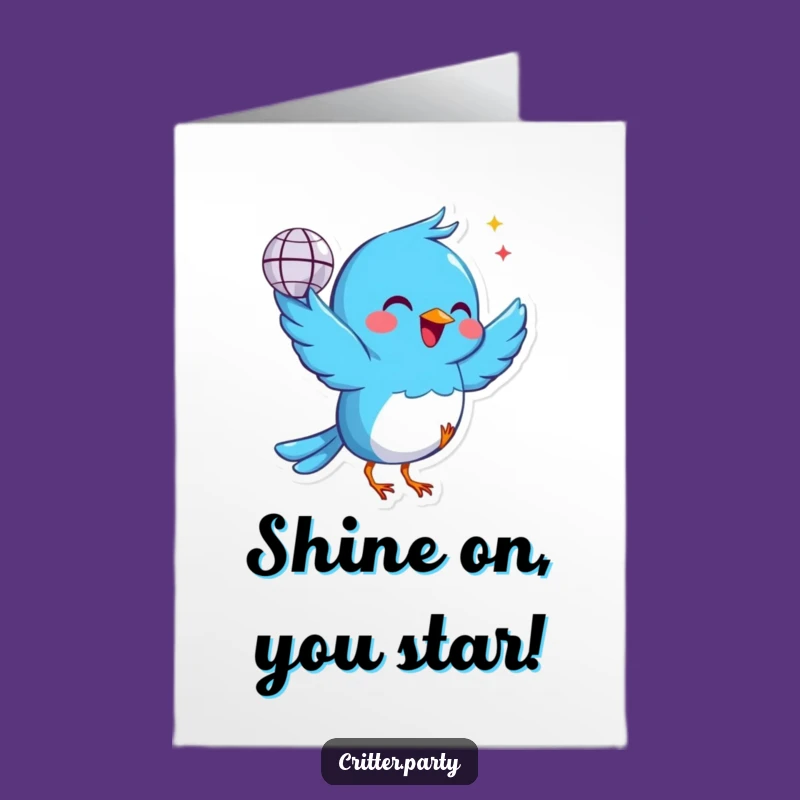 Free Printable Congrats Card: Cheerful Bird Disco Celebration Downloadable Gift