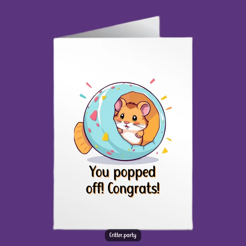 Free Printable Congrats Card: Hamster Party Popper Funny Downloadable Gift