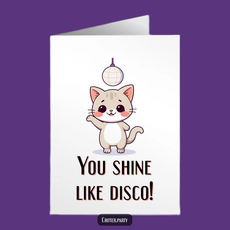 Free Printable Congrats Card: Kawaii Cat Disco Fever Funny Downloadable Gift