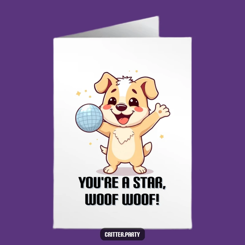 Free Printable Congratulations Card: Disco Dog Celebration for Your Big Win