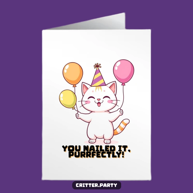 Free Printable Congratulations Card: Hilarious Juggling Cat Design for Any Achievement