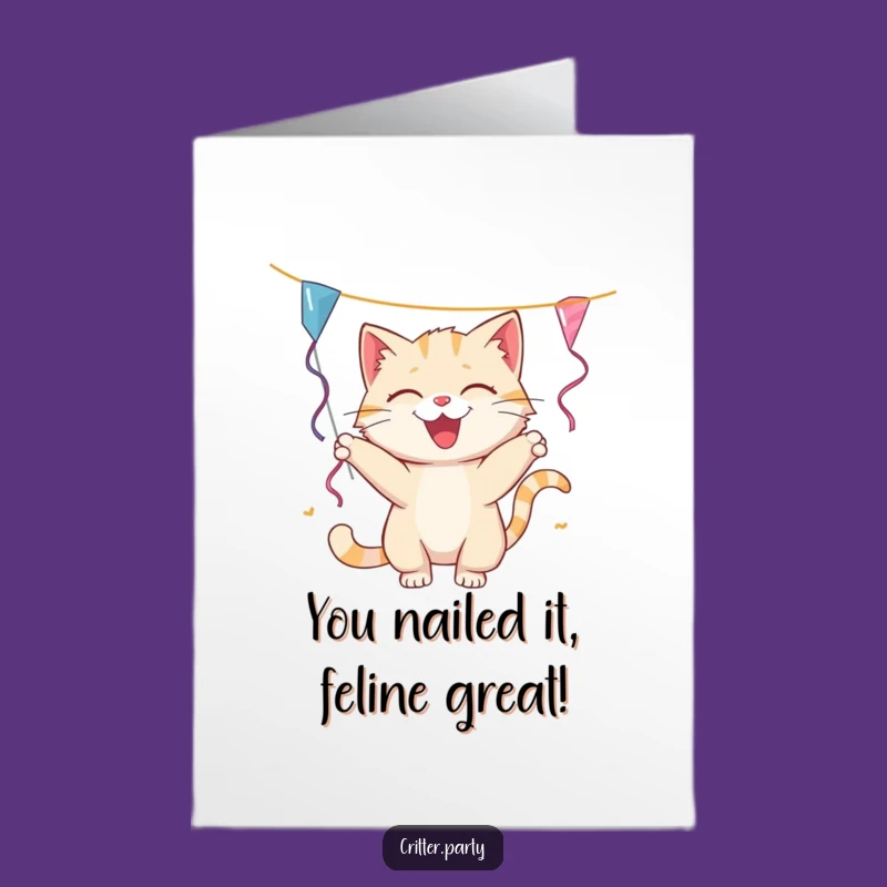 Free Printable Funny Cat Congrats Card: DIY Downloadable Celebration with Whiskers