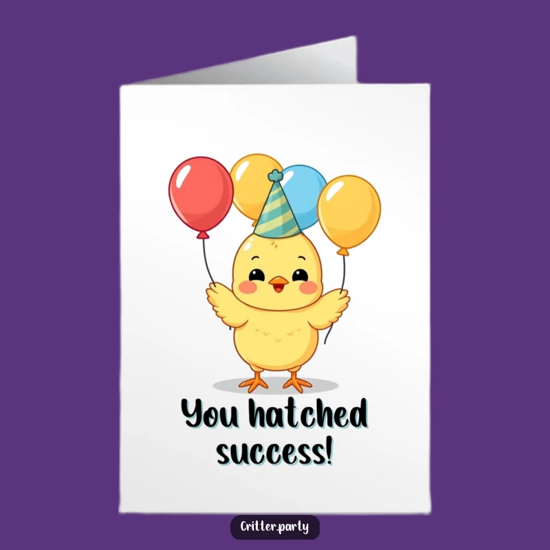 Free Printable Juggling Chick Congrats Card: Festive Celebration Downloadable Gift