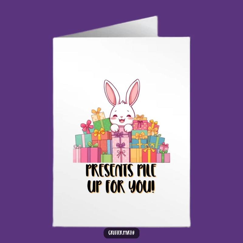 Free Printable Congrats Card: Rabbit Peeking Gifts, Funny Celebration Art!