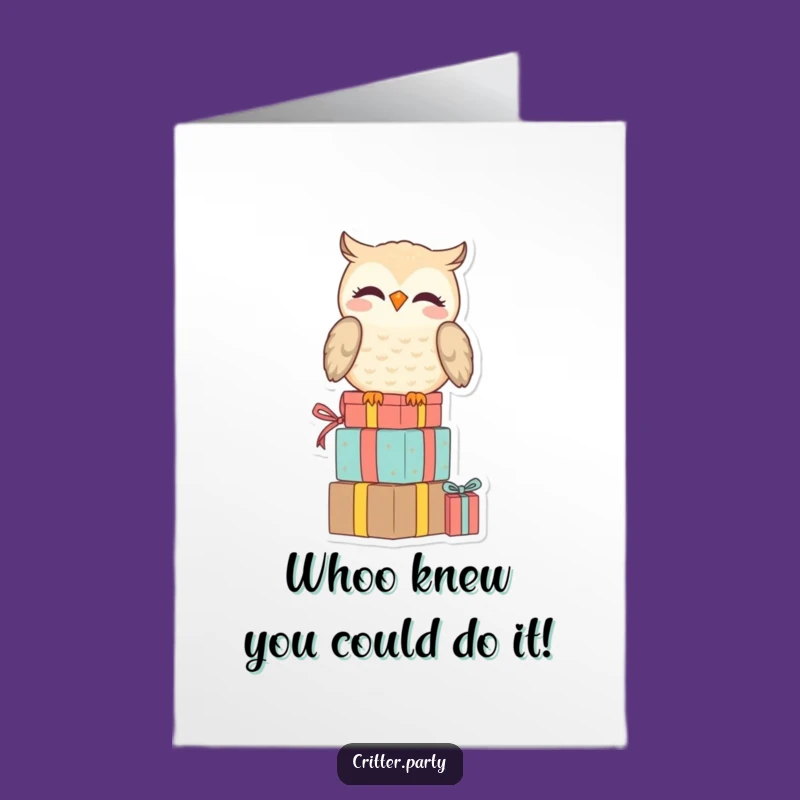 Free Printable Owl Congrats Card: Amused Present Stack DIY Joy