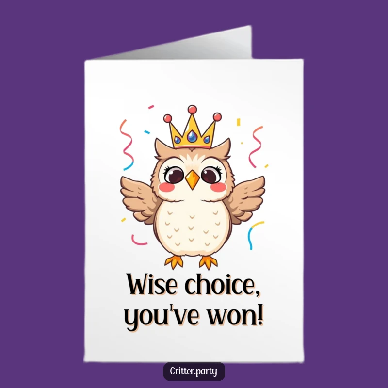 Free Printable Congratulations Card: Owl Crown for Your Victorious Moment