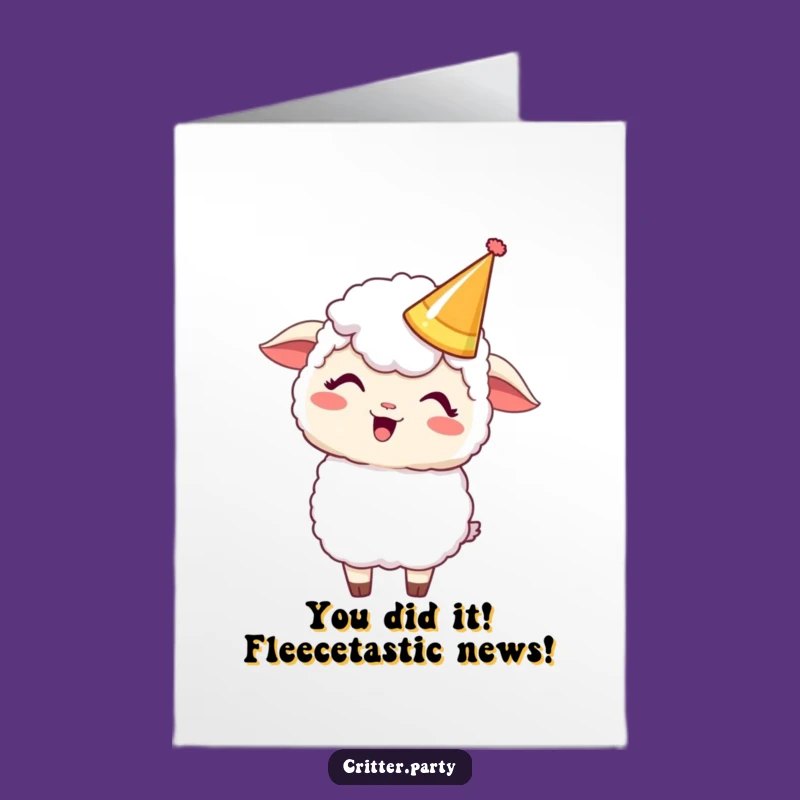 Free Printable Kawaii Sheep Card: Giggling Congrats Downloadable Gift for Celebrations