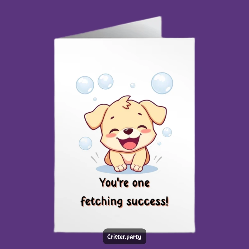 Free Printable Puppy Congrats Card: Gleeful Bubble Chase Downloadable Celebration