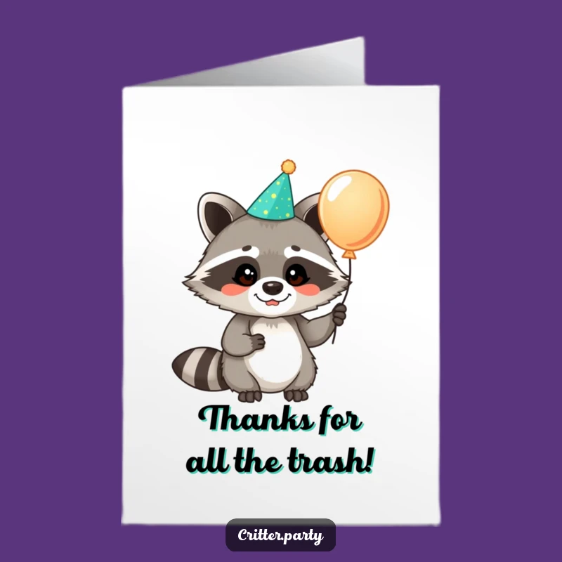Free Printable Funny Thank You Card: Raccoon Balloon Thanks