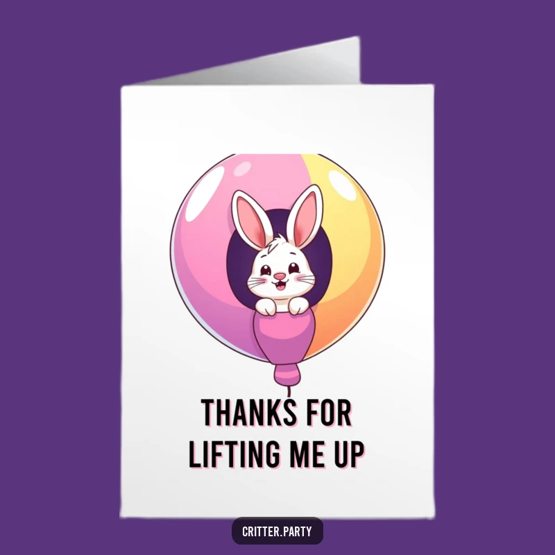 Free Printable Thank You Card: Bunny Balloon Gratitude Funny Downloadable Gift