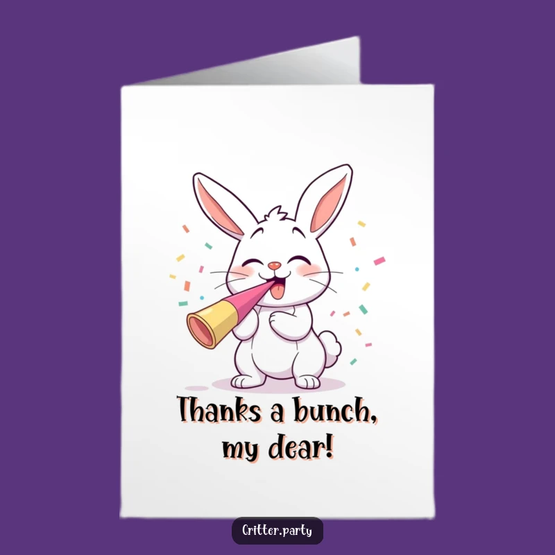 Free Printable Thank You Card: Bunny's Party Horn for Your Kindness