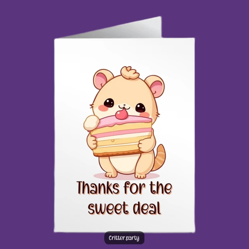 Free Printable Thank You Card: Cake Critter Funny Downloadable for Sweet Appreciation
