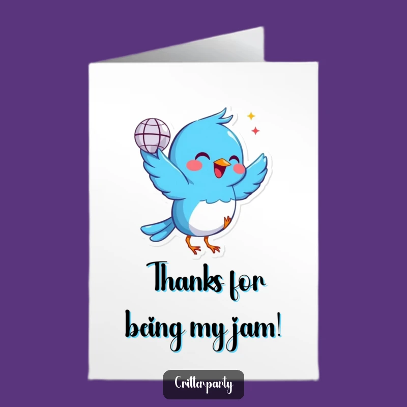 Free Printable Thank You Card: Cheerful Bird Disco Moves Downloadable Gift