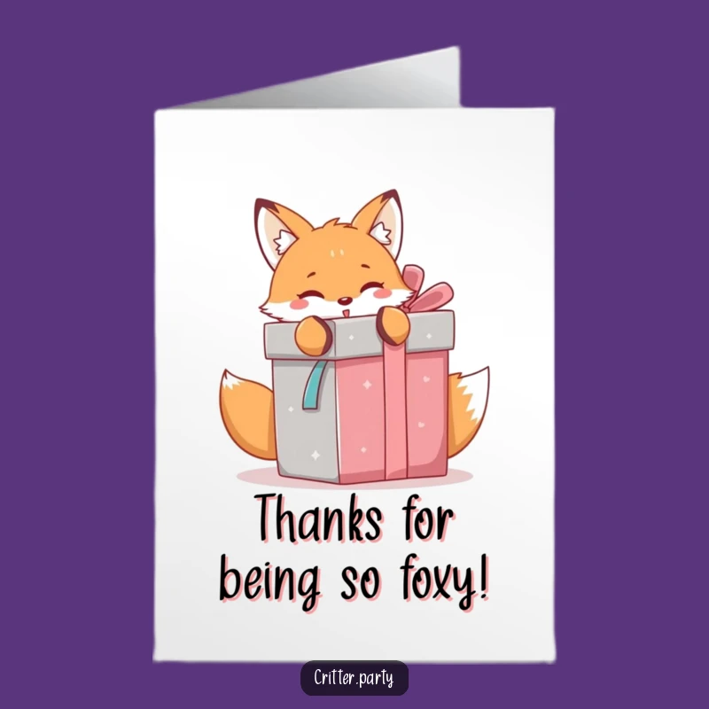Free Printable Thank You Card: Fox Gift Excitement Funny Downloadable Gift