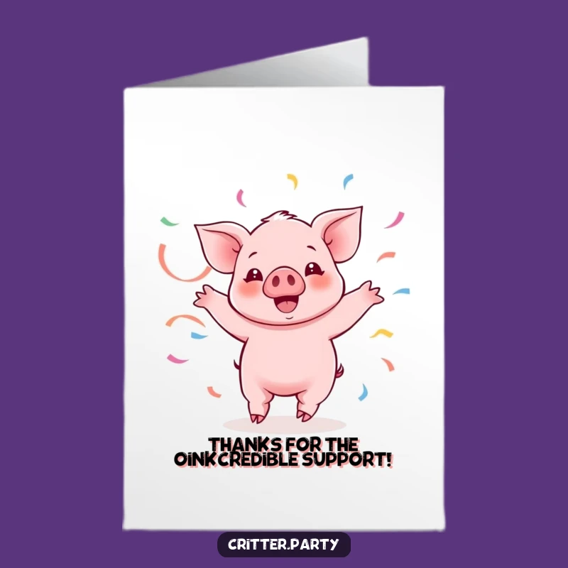 Free Printable Thank You Card: Kawaii Piglet Streamer Dance Downloadable Gift