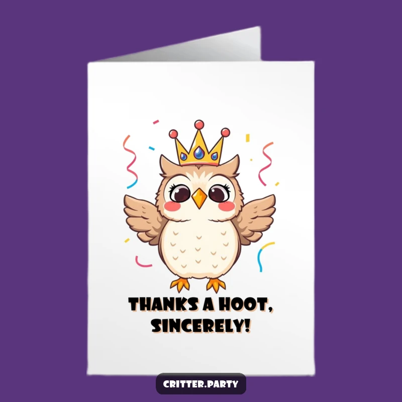 Free Printable Thank You Card: Owl Thanks You Royally with Crown