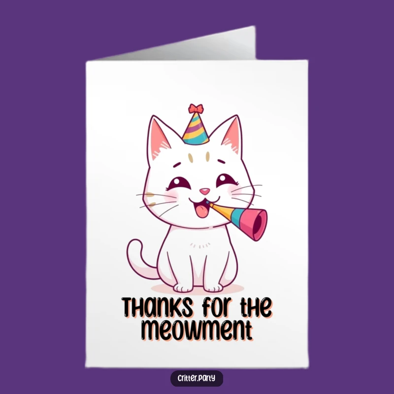 Free Printable Thank You Card: Purr-fectly Thankful Party Cat for Your Kindness