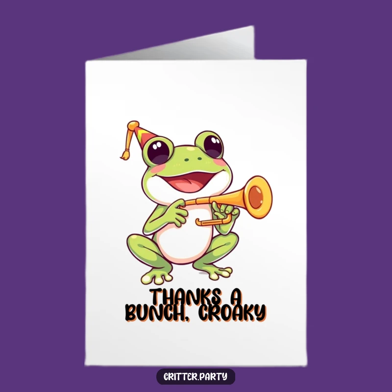 Musical Thanks Free Printable Card - Frog Fanfare Digital Gift