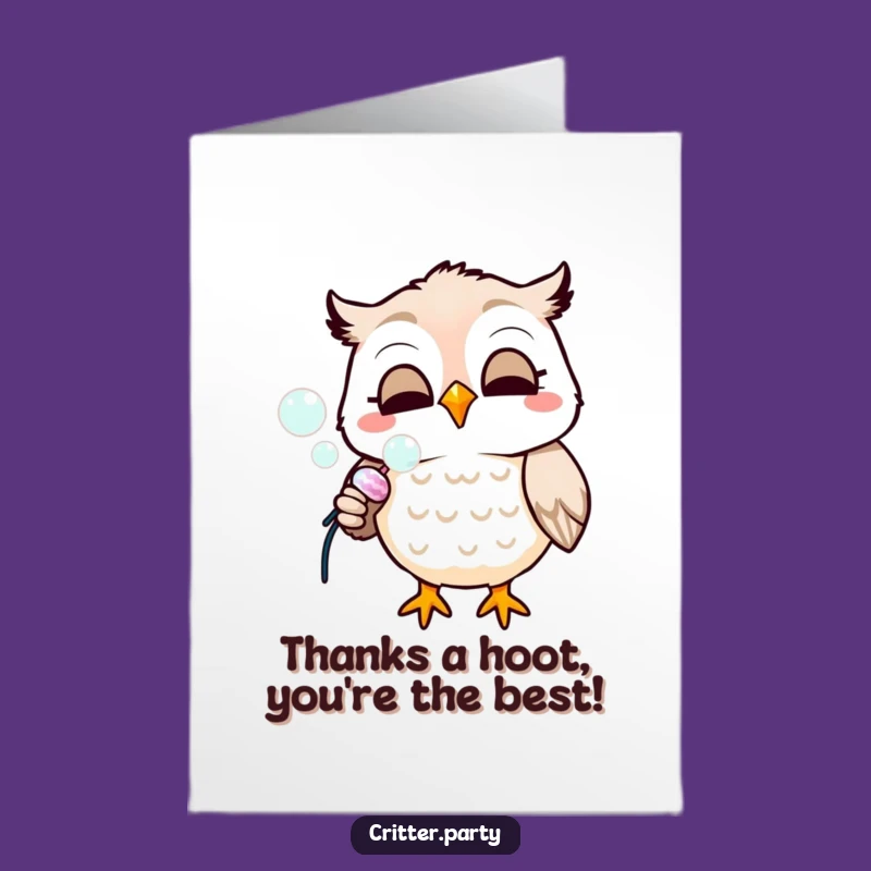 Free Printable Owl Thank You Card: Funny Popper Gratitude Downloadable Gift