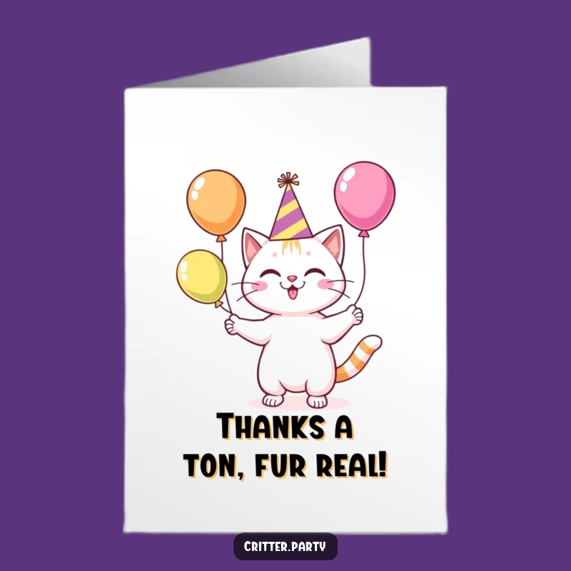 Free Printable Thank You Card: Funny Juggling Cat Expressing Gratitude Instantly