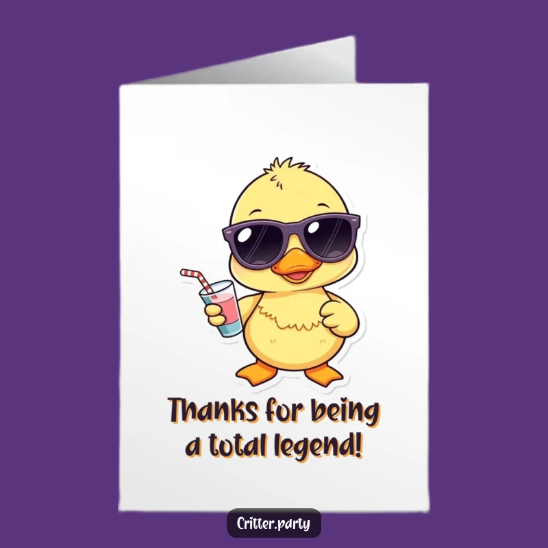 Free Printable Thank You Card: Kawaii Duckling's Cool Thanks Downloadable Gift