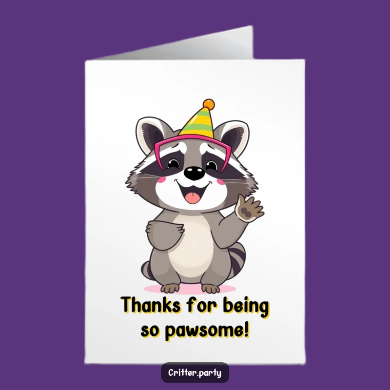 Free Printable Raccoon Thank You Card: Funny Party Downloadable Gift!