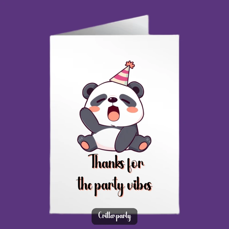 Free Printable Thank You Card: Sleepy Panda Yawning, Party Hat, Express Gratitude Funnily!