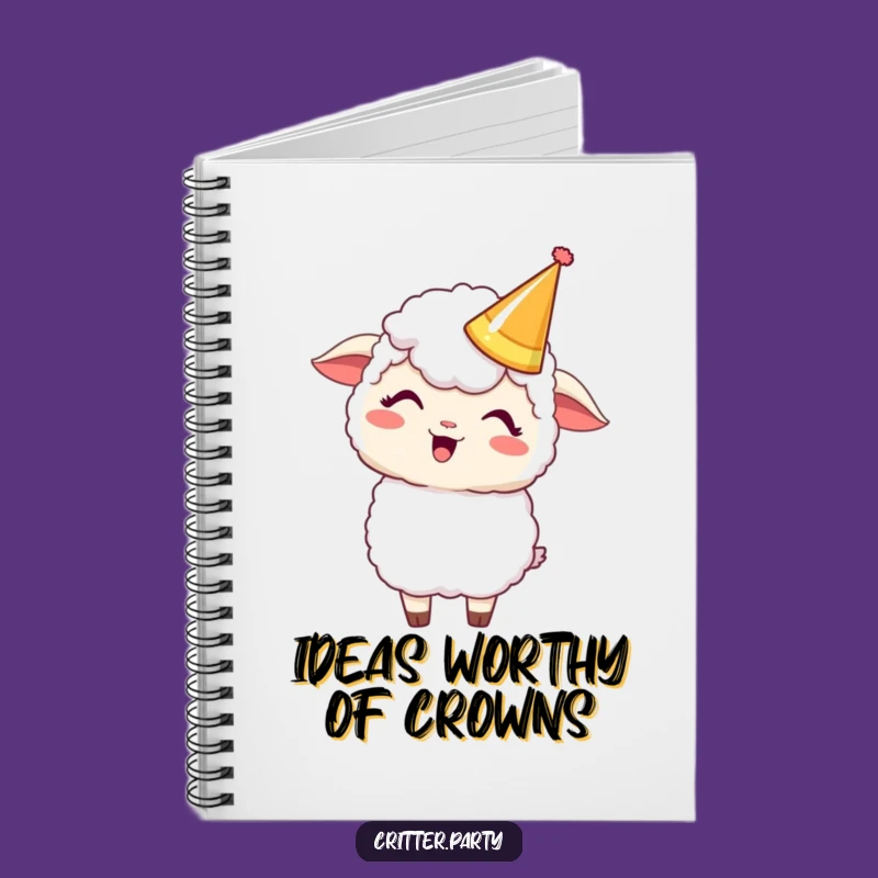 Funny Kawaii Sheep Party Crown Notebook: Giggling Sheep Journal, Hilarious Gift Idea