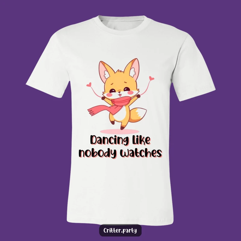 Funny Dancing Fox T-Shirt: Cute Streamer Scarf Fox Shirt, Ideal Funny Gift for Party Lovers!