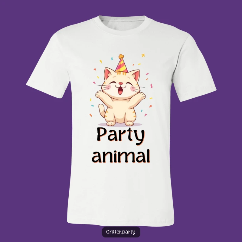 Funny Cat Confetti Tee: Party Animal Feline, Your Perfect Funny Gift!