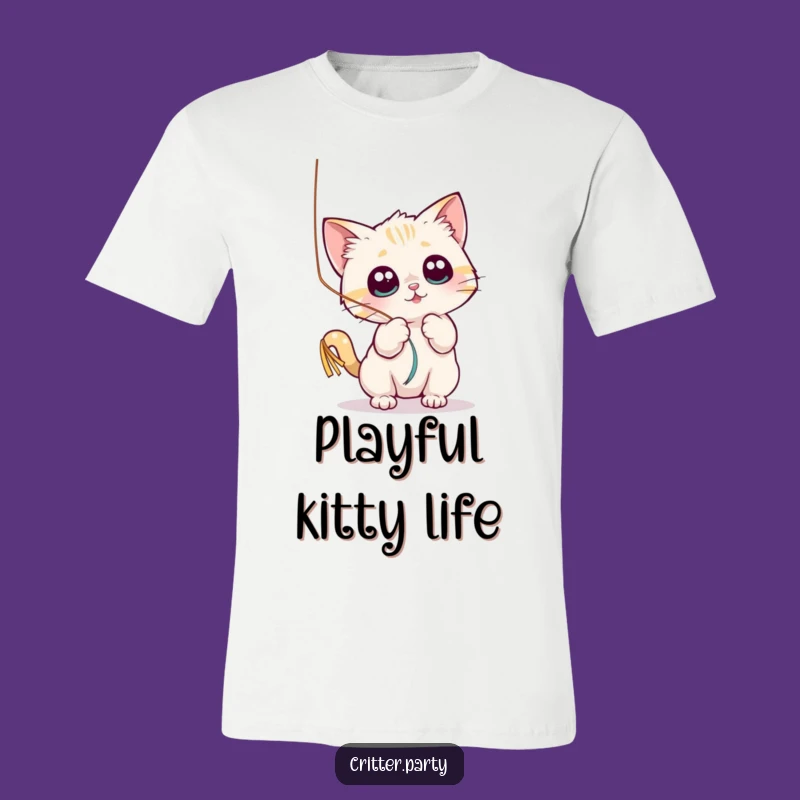 Funny Cat Streamer T-Shirt: Wear Your Playful Fascination with Pouncing Pride