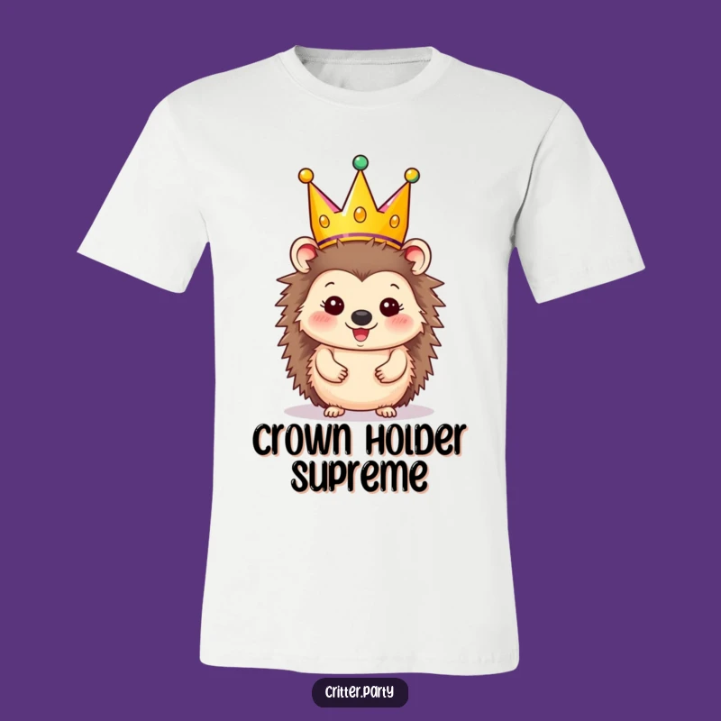 Funny Hedgehog Party Crown T-Shirt - Festive Animal Lover Tee