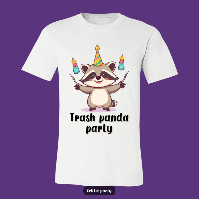 Funny Raccoon Juggling Party Horns T-Shirt: Festive and Funny Apparel