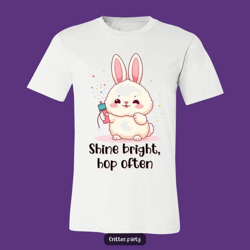 Funny Bunny T-Shirt: Fluffy Character Glitter Shower Party Popper Design