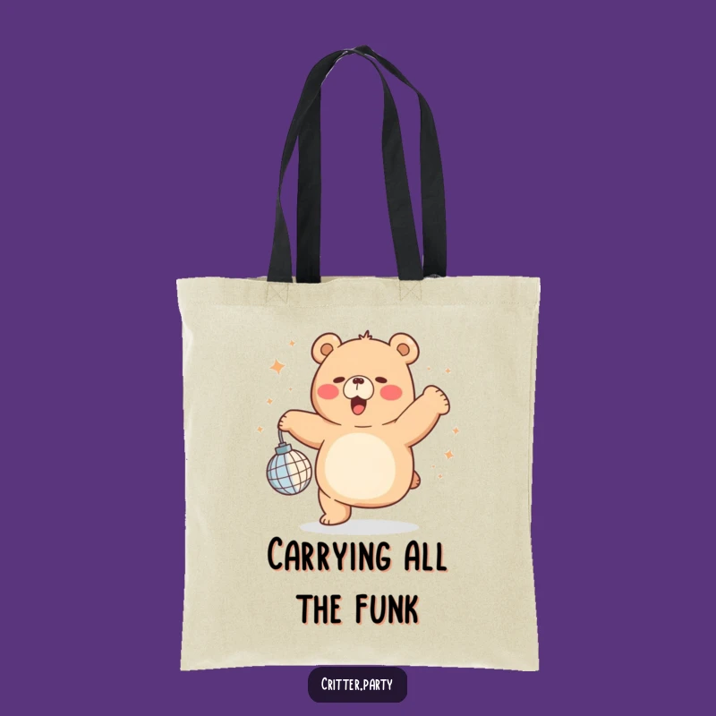 Funny Chubby Bear Disco Tote Bag: Carry Your Grooves Everywhere You Go