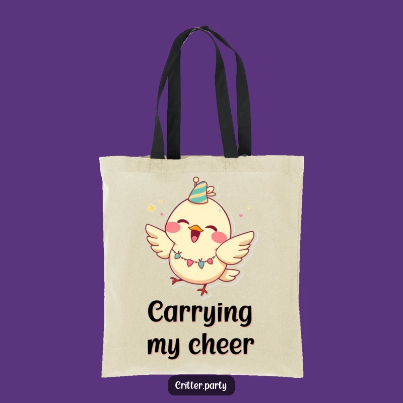Funny Joyful Bird Party Tote Bag: Hilarious Fluttering Character Tote