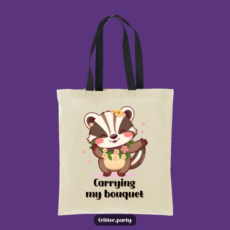 Funny Badger Flower Dance Tote Bag: Carry Nature's Joy