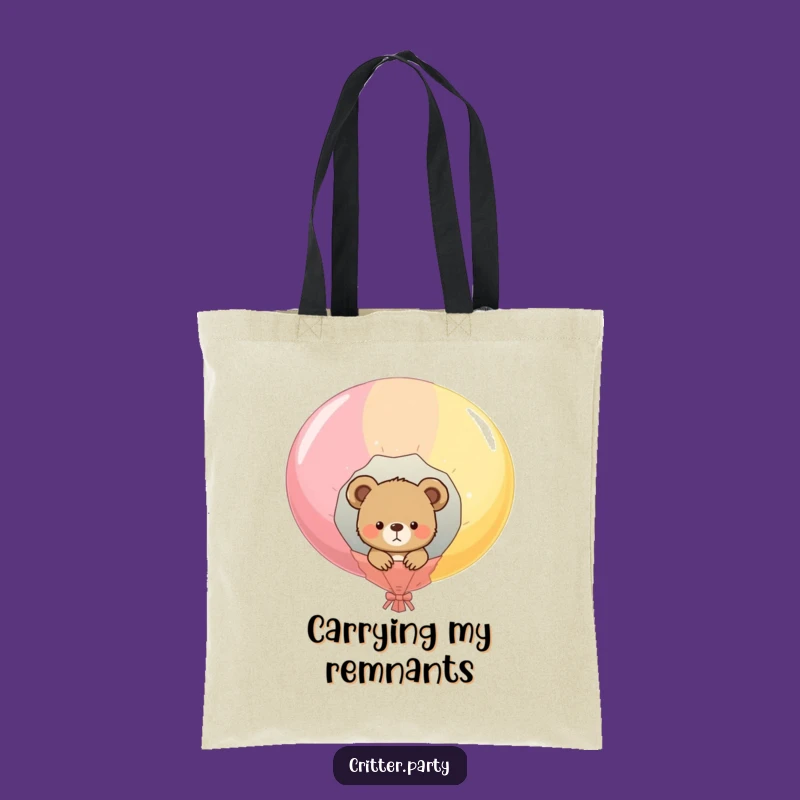 Funny Bear Cub Balloon Pop Tote Bag: Stylish Eco-Friendly Funny Gift