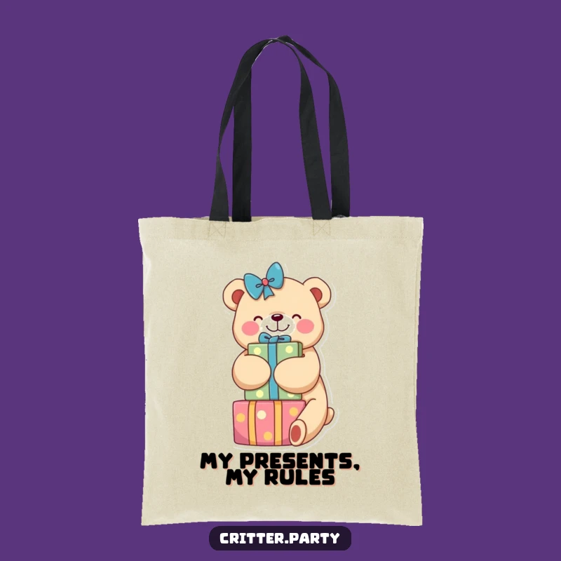 Funny Bear Hugging Presents Tote Bag: Carry Your Essentials with Funny Charm