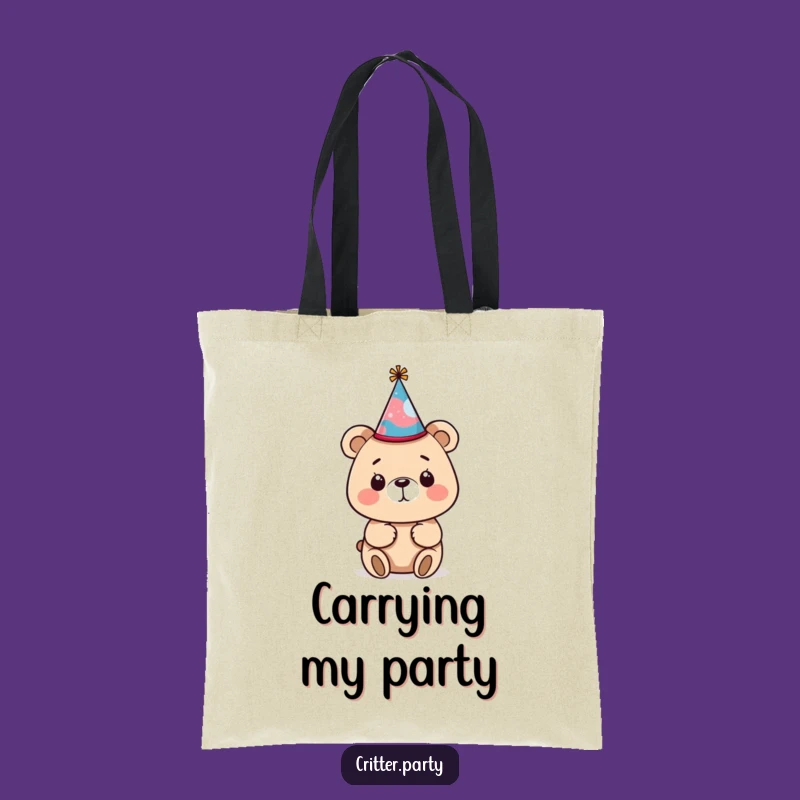 Funny Bear Party Hat Tote Bag: Carry Your Essentials with Hilarious Style