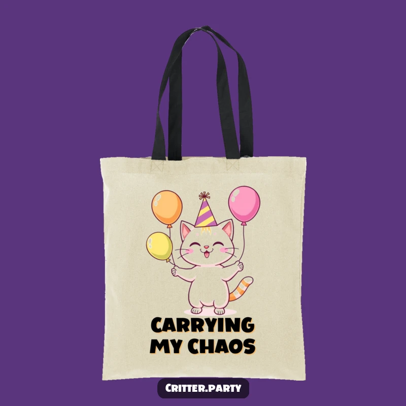 Funny Cat Juggling Balloons Tote Bag: Hilarious Carryall for Party Essentials