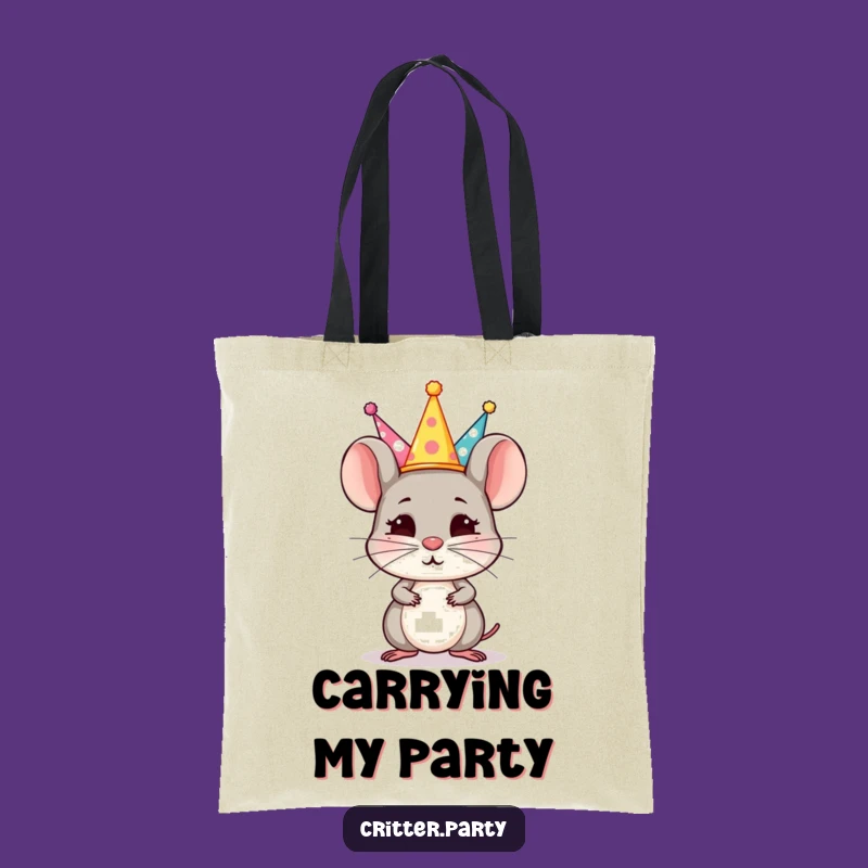 Funny Mouse Hat Carrier Tote Bag: Carry Your Goals with This Balancing Act!